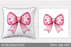 Valentine Bow Pillow Design. Valentines Bow Sublimation Product Image 1