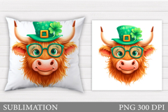 St Patrick Cow Pillow Design. St Patrick Pillow Sublimation Product Image 1