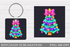 Christmas Tree Keychain. Christmas Keychain Sublimation Product Image 1