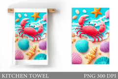 Crab Kitchen Towel. Sea Kitchen Towel Design Product Image 1