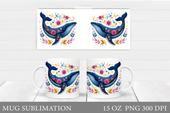 Whale Mug Sublimation. Sea Mug Design Product Image 1