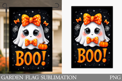 Cute Halloween Garden Flag. Cute Ghost Pumpkin Garden Flag Product Image 1