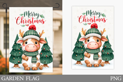 Christmas Cow Garden Flag. Christmas Garden Flag Design Product Image 1