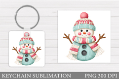 Cute Snowman Keychain Sublimation. Christmas Keychain Design Product Image 1