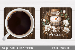Cute Snowman Coaster Sublimation. Christmas Coaster Design Product Image 1