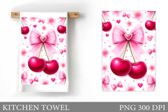 Cherry Kitchen Towel. Cherries Sublimation Product Image 1
