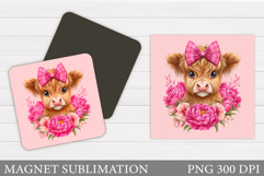 Cute Cow Magnet Design. Cute Cow Sublimation Product Image 1