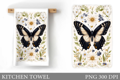 Butterfly Kitchen Towel Design. Butterfly Sublimation Product Image 1