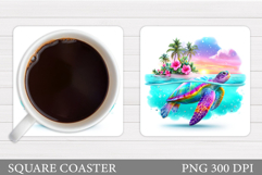 Sea Turtle Coaster Design. Turtle Coaster Sublimation Product Image 1