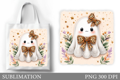 Cute Ghost Tote Bag Design. Cute Ghost Sublimation Product Image 1