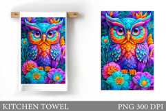Owl Kitchen Towel Design. Owl Sublimation Product Image 1