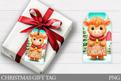 Christmas Cow Gift Tag Printable. Christmas Gift Tag Design Product Image 1