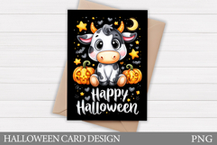 Halloween Card Printable. Halloween Cow Card Design Product Image 1