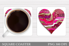 Heart Coaster Sublimation. Valentine Square Coaster Design Product Image 1