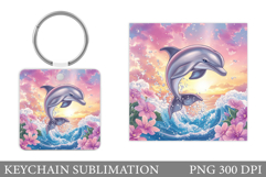 Cute Dolphin Keychain Design. Dolphin Sublimation Product Image 1