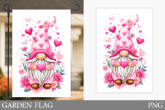 Valentines Gnome Garden Flag. Valentines Garden Flag Design Product Image 1