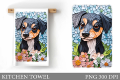 Cute Dog Kitchen Towel. Cute Dog Sublimation Product Image 1