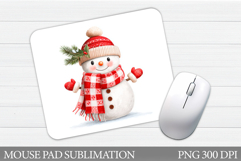 Snowman Mouse Pad Design. Christmas Mouse Pad Sublimation Product Image 1