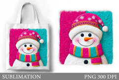 Snowman Tote Bag Sublimation. Christmas Tote Bag Design Product Image 1