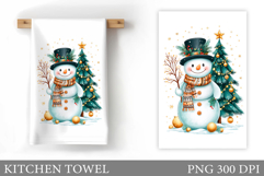 Snowman Kitchen Towel Design. Christmas Kitchen Towel Product Image 1