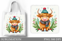 Christmas Cow Tote Bag. Christmas Tote Bag Sublimation Product Image 1