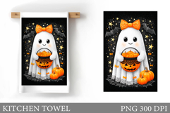 Cute Ghost Kitchen Towel. Cute Halloween Kitchen Towel Product Image 1