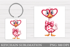 Valentines Goose Keychain. Valentines Keychain Sublimation Product Image 1