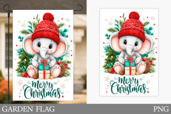 Christmas Elephant Garden Flag. Christmas Garden Flag Design Product Image 1