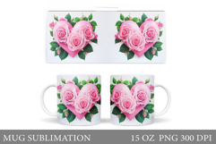 Roses Mug Wrap Design. Flowers Mug Sublimation Product Image 1