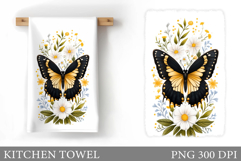 Butterfly Kitchen Towel Design. Butterfly Sublimation Product Image 1