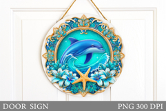 Dolphin Door Sign Sublimation. Sea Door Sign Design Product Image 1