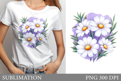 Daisy Flowers T-Shirt Design. Daisy Flowers Sublimation Product Image 1