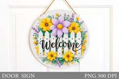 Flowers Door Sign Design. Floral Door Sign Sublimation Product Image 1