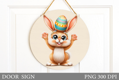 Easter Bunny Door Sign Sublimation. Easter Door Sign Design Product Image 1