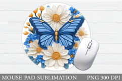 Butterfly Mouse Pad Design. Butterfly Round Mouse Pad Product Image 1