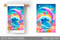 Dolphin Kitchen Towel. Sea Kitchen Towel Design Product Image 1