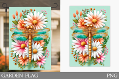 Dragonfly Garden Flag Design. Summer Garden Flag Sublimation Product Image 1
