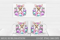 Christmas Deer Mug Design. Cute Deer Mug Sublimation Product Image 1