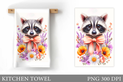 Raccoon Kitchen Towel Design. Cute Raccoon Sublimation Product Image 1