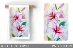 Flowers Kitchen Towel. Floral Kitchen Towel Sublimation Product Image 1