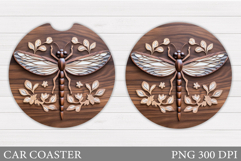 Dragonfly Car Coaster. Dragonfly Sublimation Product Image 1
