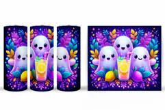 Cute Ghost Tumbler Design. Ghost Lemons Tumbler Sublimation Product Image 2