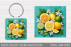 Lemons Keychain Sublimation. Lemons Keychain Design Product Image 1