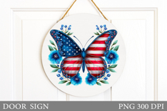 Patriotic Butterfly Door Sign. Patriotic Door Sign Design Product Image 1