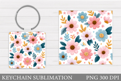 Flowers Keychain Design. Floral Keychain Sublimation Product Image 1