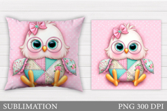 Patchwork Bird Sublimation. Cute Bird Pillow Design Product Image 1