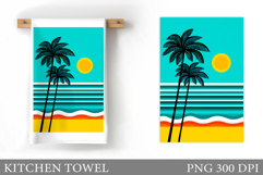 Palm Tree Kitchen Towel. Summer Kitchen Towel Sublimation Product Image 1