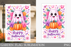 Cute Ghost Garden Flag. Cute Halloween Garden Flag Design Product Image 1