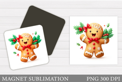 Gingerbread Magnet Design. Christmas Magnet Sublimation Product Image 1