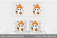 Cute Ghost Mug Design. Halloween Mug Sublimation Product Image 1